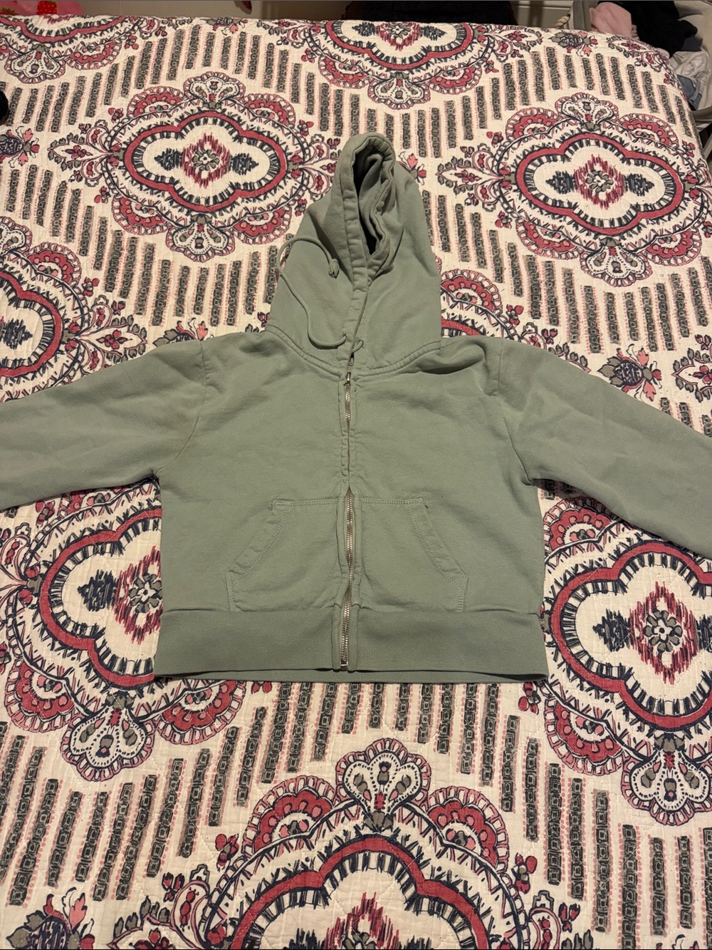 Brandy Melville Sage Green Hooded Zip-Up Jacket